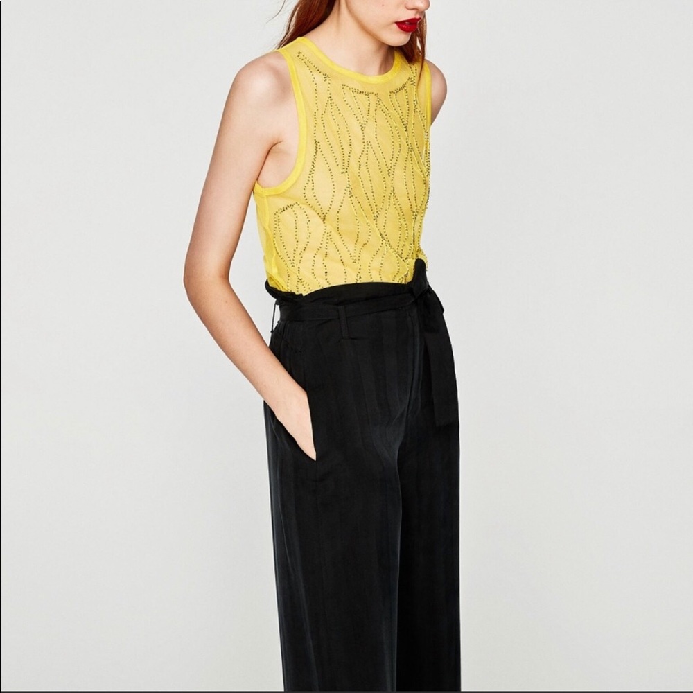 NWOT | ZARA | Mesh Beaded Sheer Tank | Size Med |